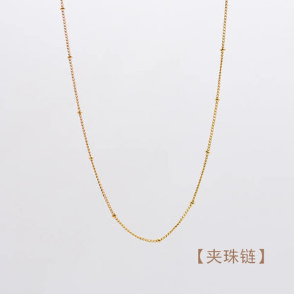 Fashion Round Titanium Steel Inlaid Gold Necklace