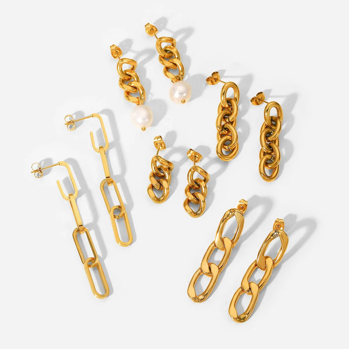 Fashion Geometric Plating Stainless Steel No Inlaid Gold Plated Earrings