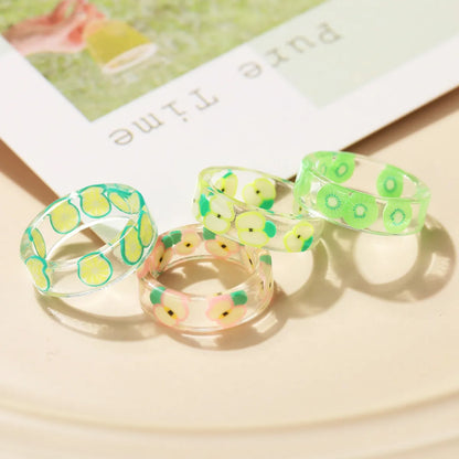 Simple Transparent Fruit Resin Ring Wholesale