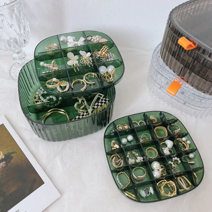 Simple Transparent Dustproof Anti-Oxidation Multi-Grid Jewelry Storage Box