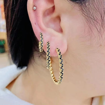 Simple Twisted C-shaped Micro-studded Earrings