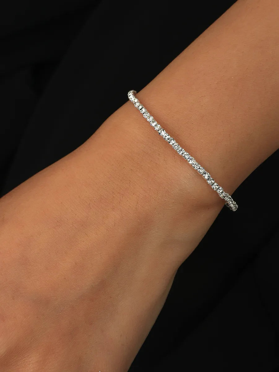 Simple Ultra-fine Geometric Rhinestone Silver-plated Bracelet