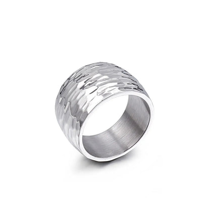 From  Simple Style Ring Stainless Steel Irregular Pattern Ring Unisex Ring