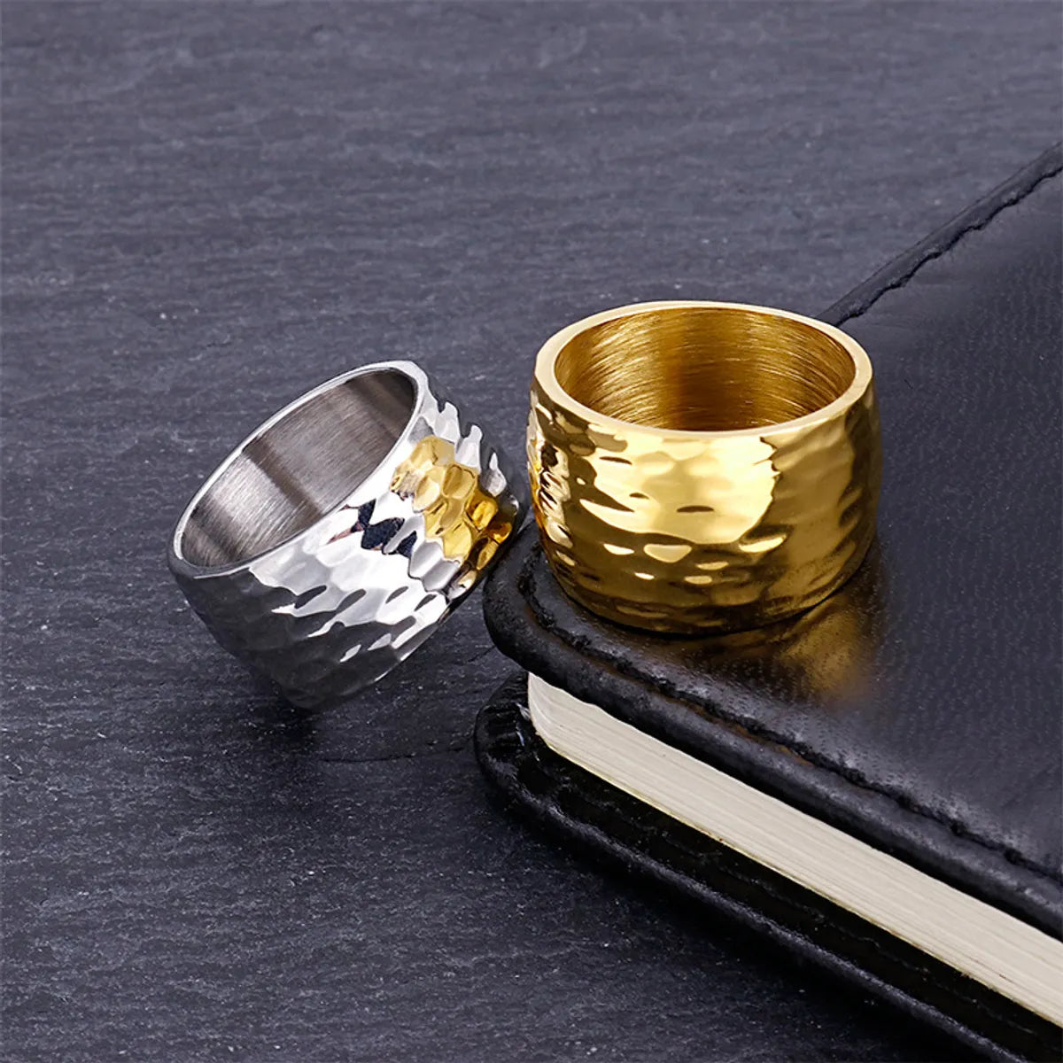 From  Simple Style Ring Stainless Steel Irregular Pattern Ring Unisex Ring