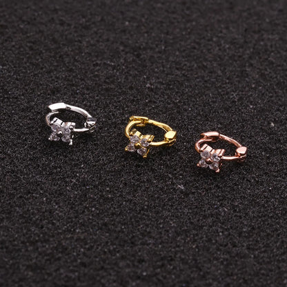 Single Piece Hot Selling Jewelry Inlaid Zircon Cartilage Earrings Creative Flower Small Ear Buckle Cross-border Piercing