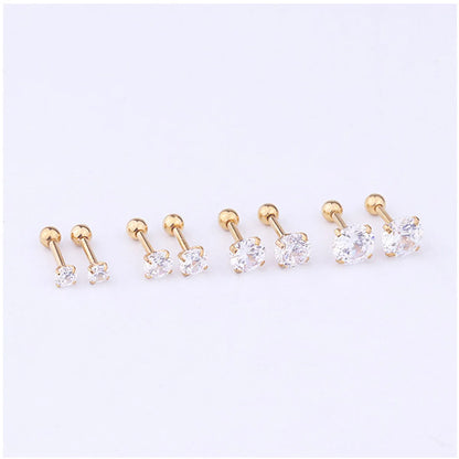 Fashion Geometric Inlaid Zircon Stainless Steel Ear Studs