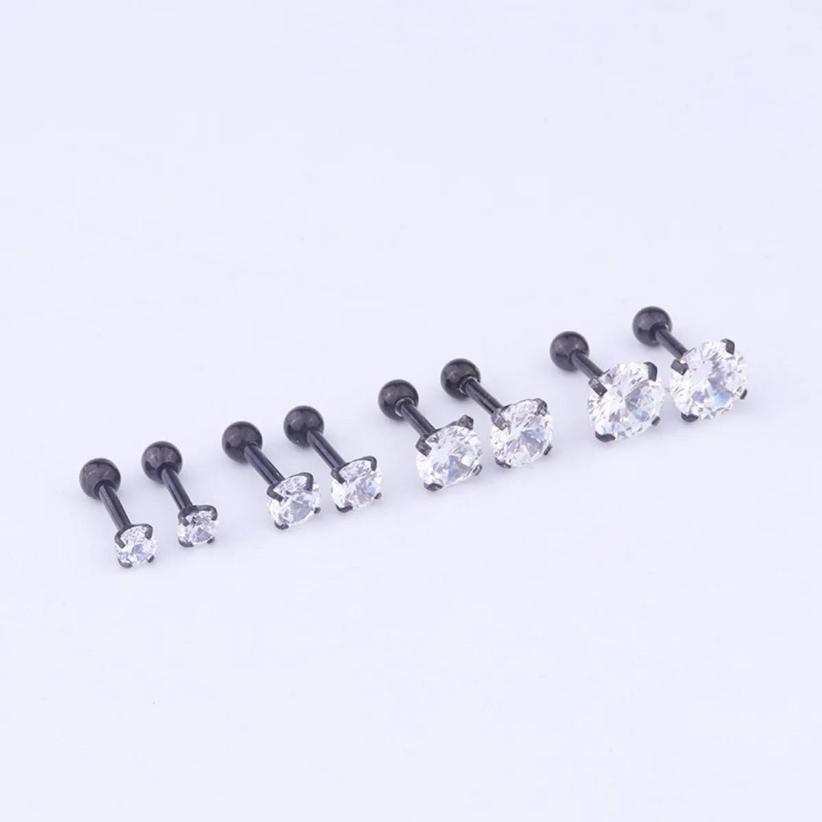 Fashion Geometric Inlaid Zircon Stainless Steel Ear Studs