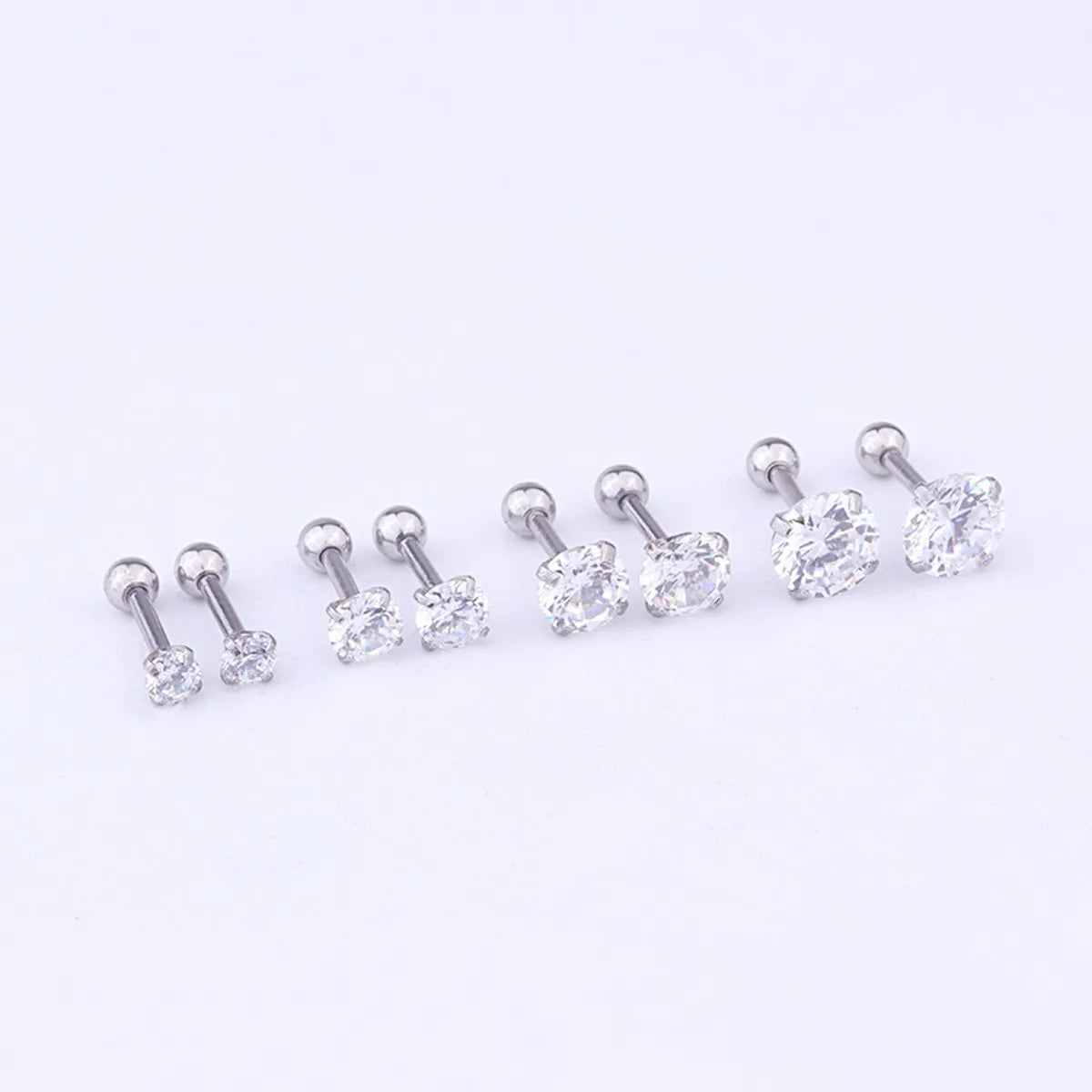 Fashion Geometric Inlaid Zircon Stainless Steel Ear Studs