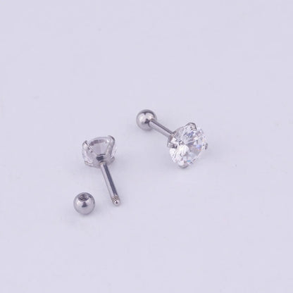 Fashion Geometric Inlaid Zircon Stainless Steel Ear Studs