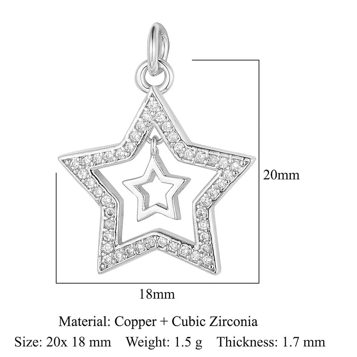 Vintage Style Star Moon Copper Plating Inlay Zircon 18k Gold Plated Jewelry Accessories