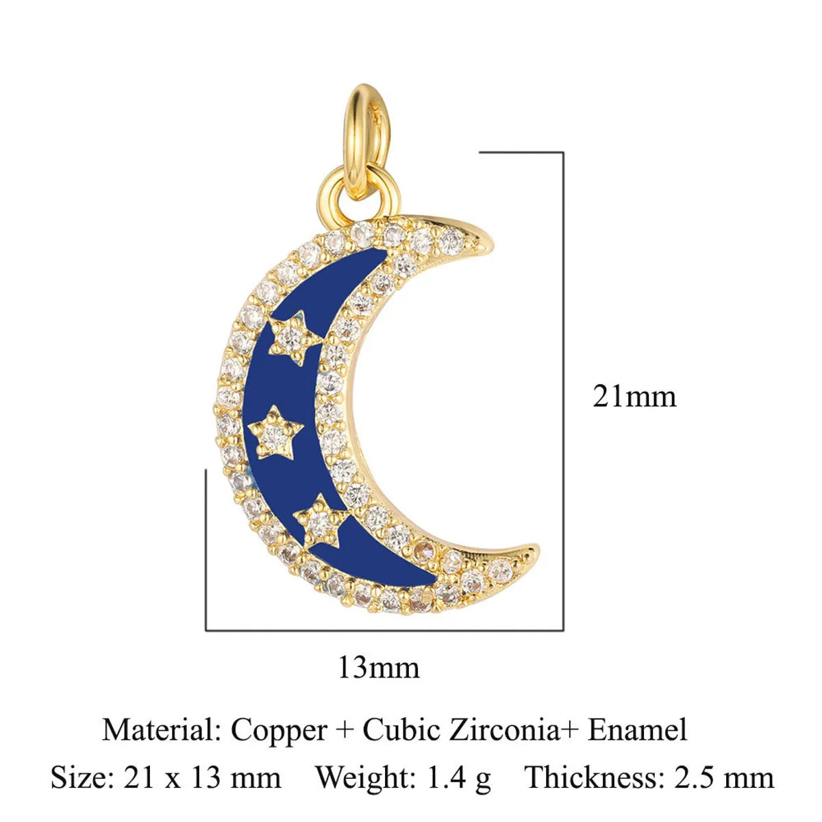 Vintage Style Star Moon Copper Plating Inlay Zircon 18k Gold Plated Jewelry Accessories