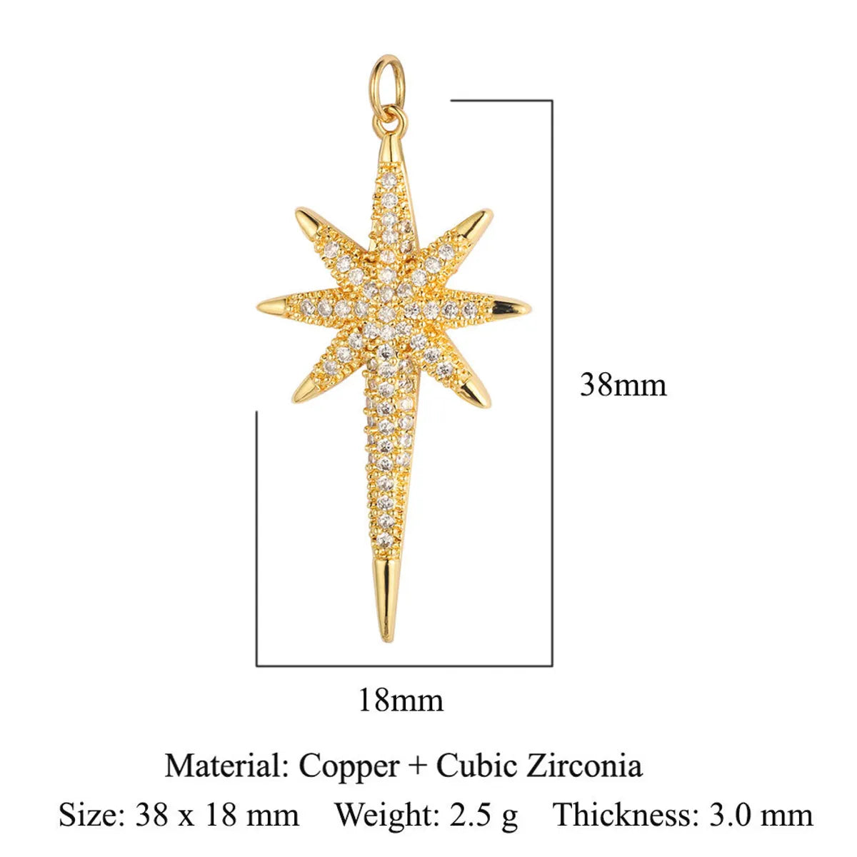 Vintage Style Star Moon Copper Plating Inlay Zircon 18k Gold Plated Jewelry Accessories