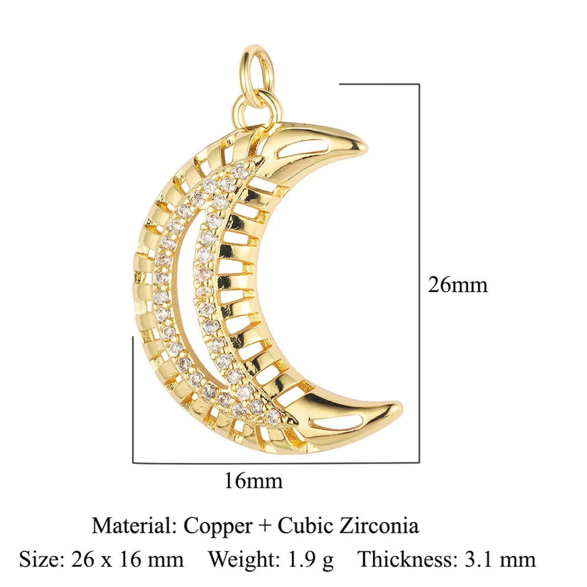 Vintage Style Star Moon Copper Plating Inlay Zircon 18k Gold Plated Jewelry Accessories