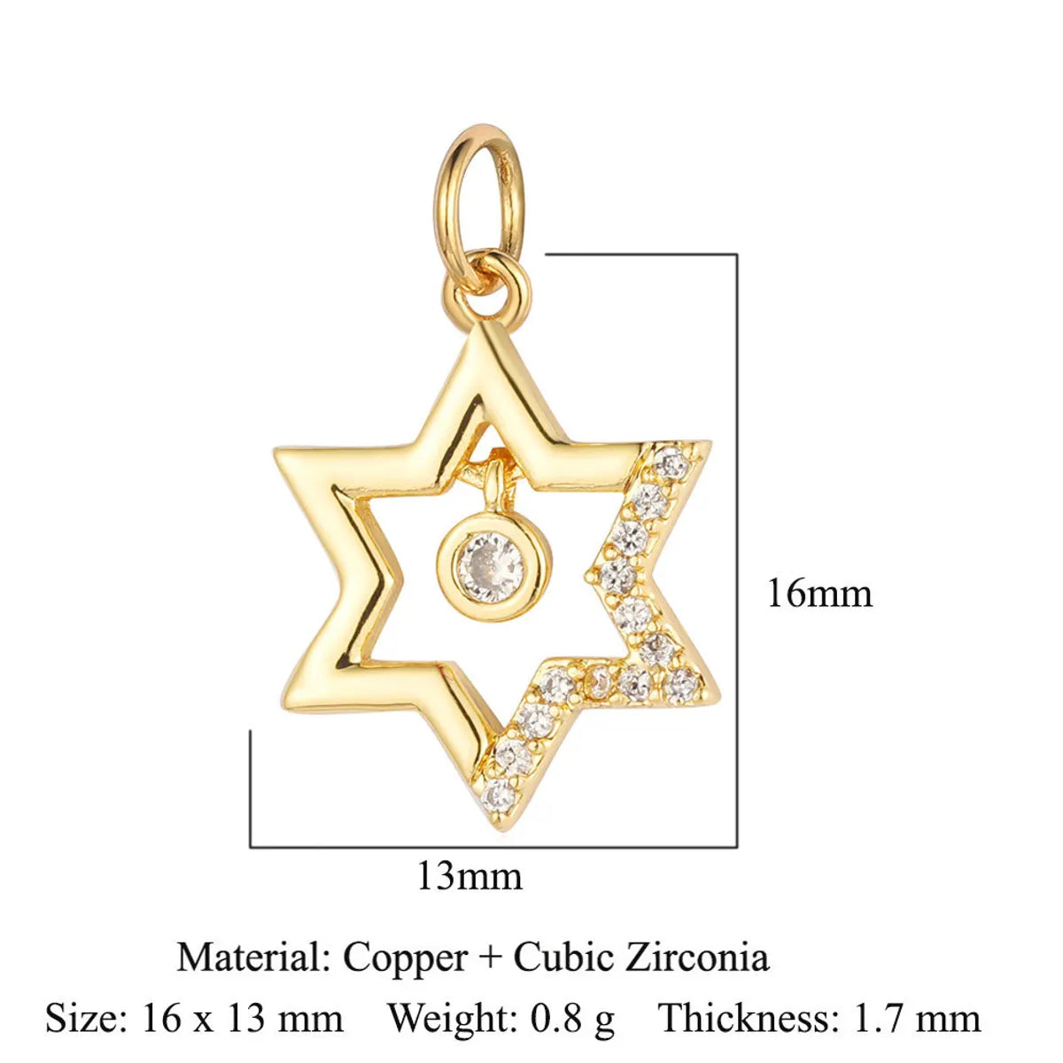 Vintage Style Star Moon Copper Plating Inlay Zircon 18k Gold Plated Jewelry Accessories