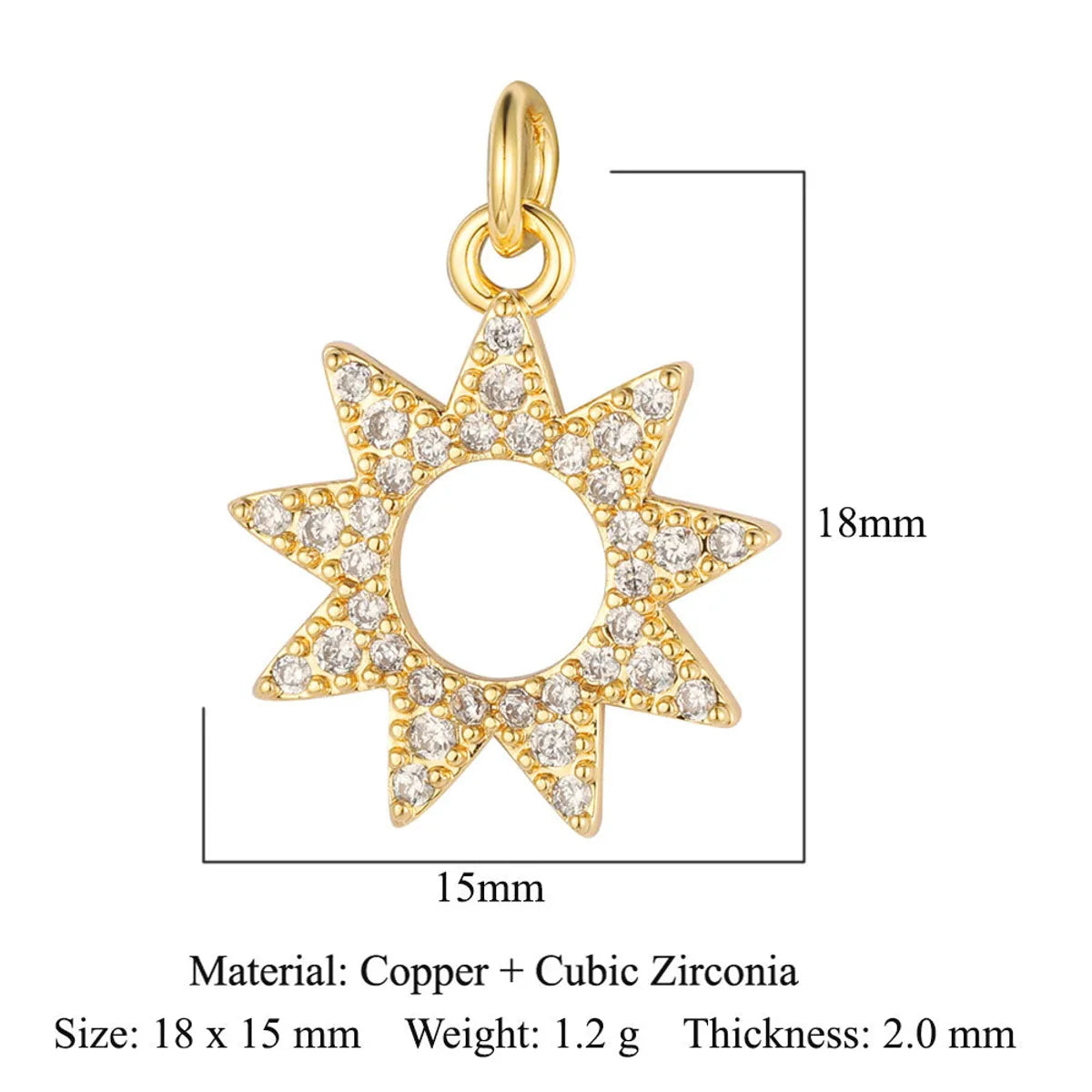 Vintage Style Star Moon Copper Plating Inlay Zircon 18k Gold Plated Jewelry Accessories