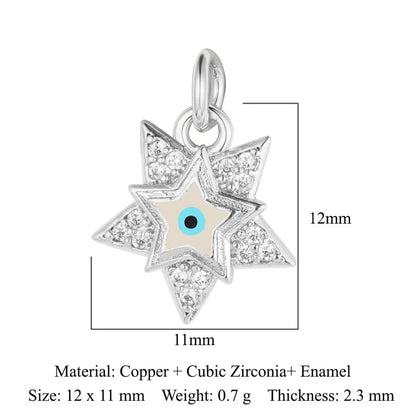 Vintage Style Star Moon Copper Plating Inlay Zircon 18k Gold Plated Jewelry Accessories