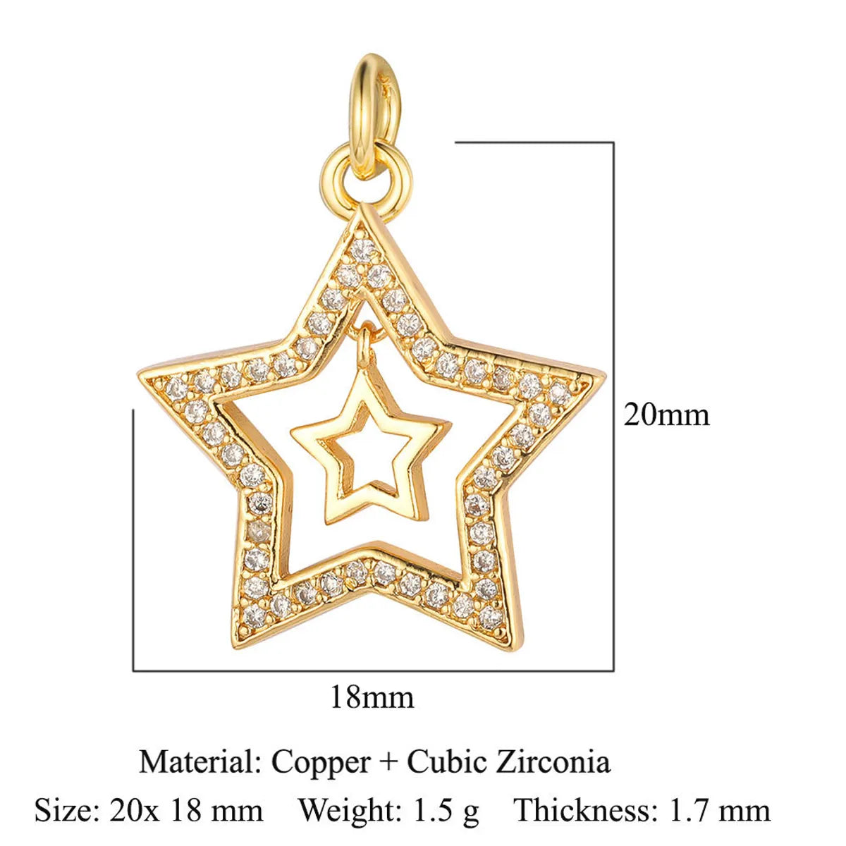 Vintage Style Star Moon Copper Plating Inlay Zircon 18k Gold Plated Jewelry Accessories