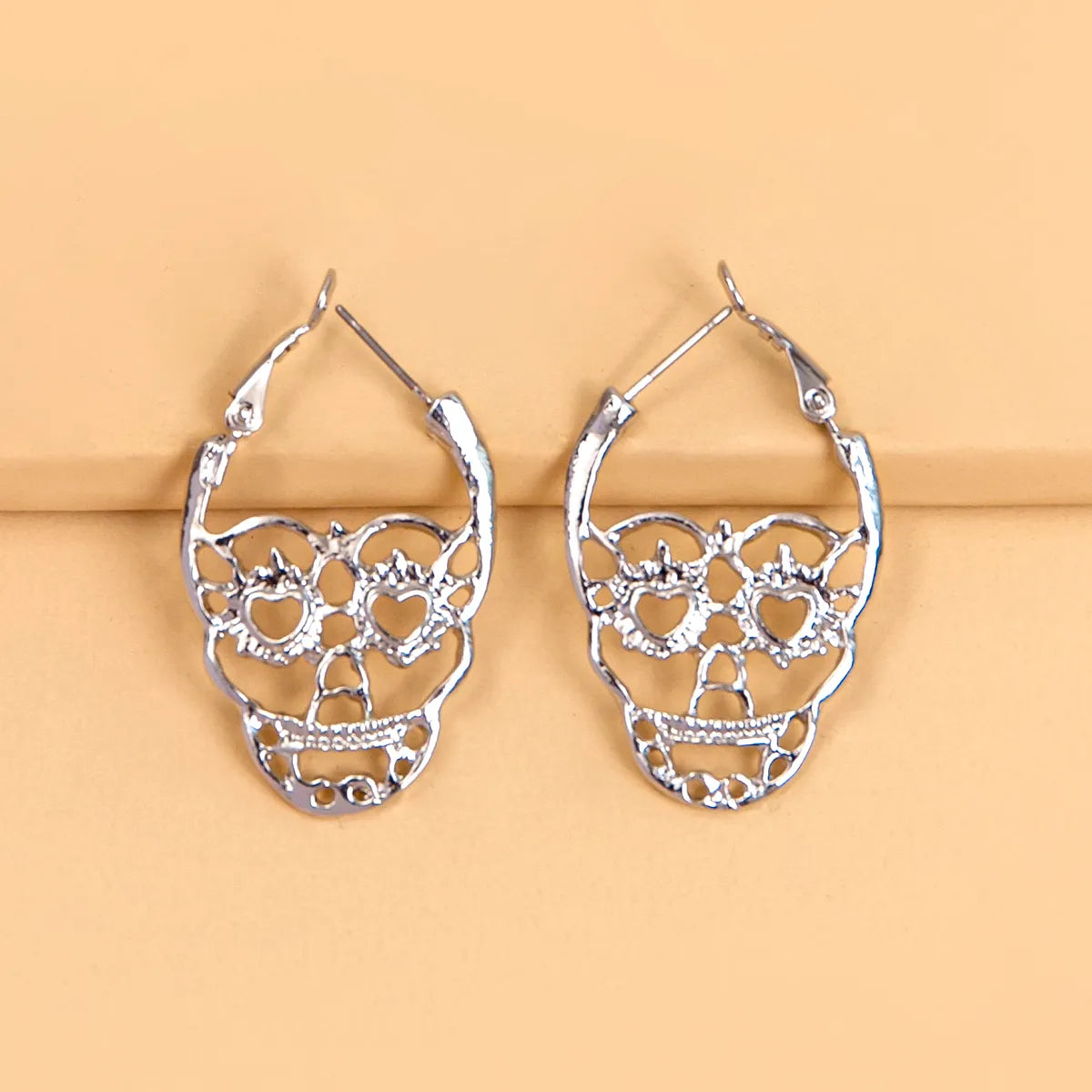 Ethnic Style Skull Alloy Hoop Earrings