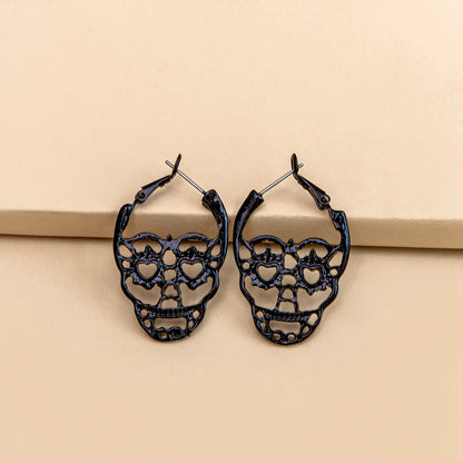 Ethnic Style Skull Alloy Hoop Earrings