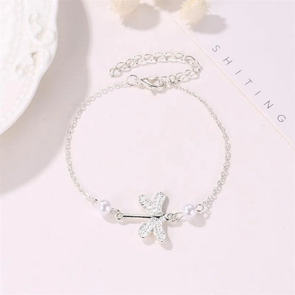 Small Dragonfly Anklet Lady Dragonfly Pearl Pendant Anklet Foot Jewelry Wholesale