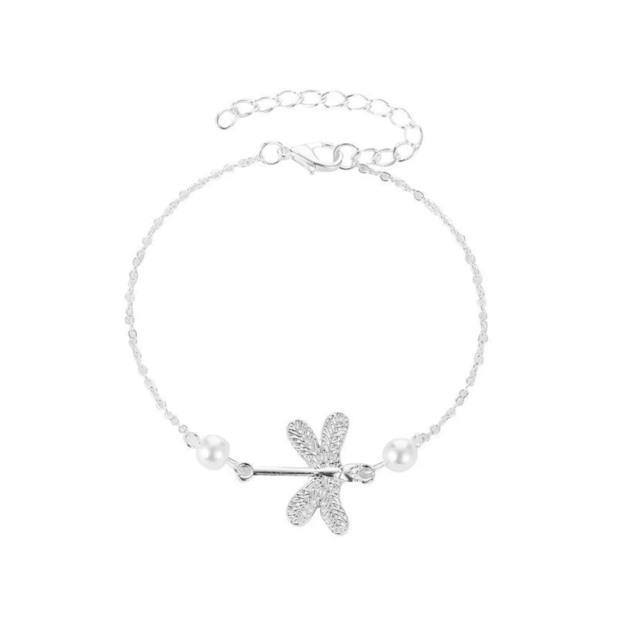 Small Dragonfly Anklet Lady Dragonfly Pearl Pendant Anklet Foot Jewelry Wholesale