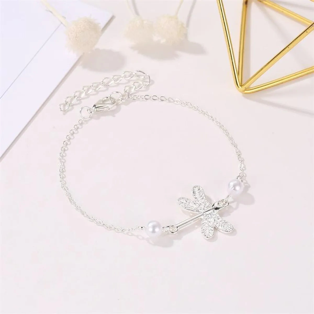 Small Dragonfly Anklet Lady Dragonfly Pearl Pendant Anklet Foot Jewelry Wholesale