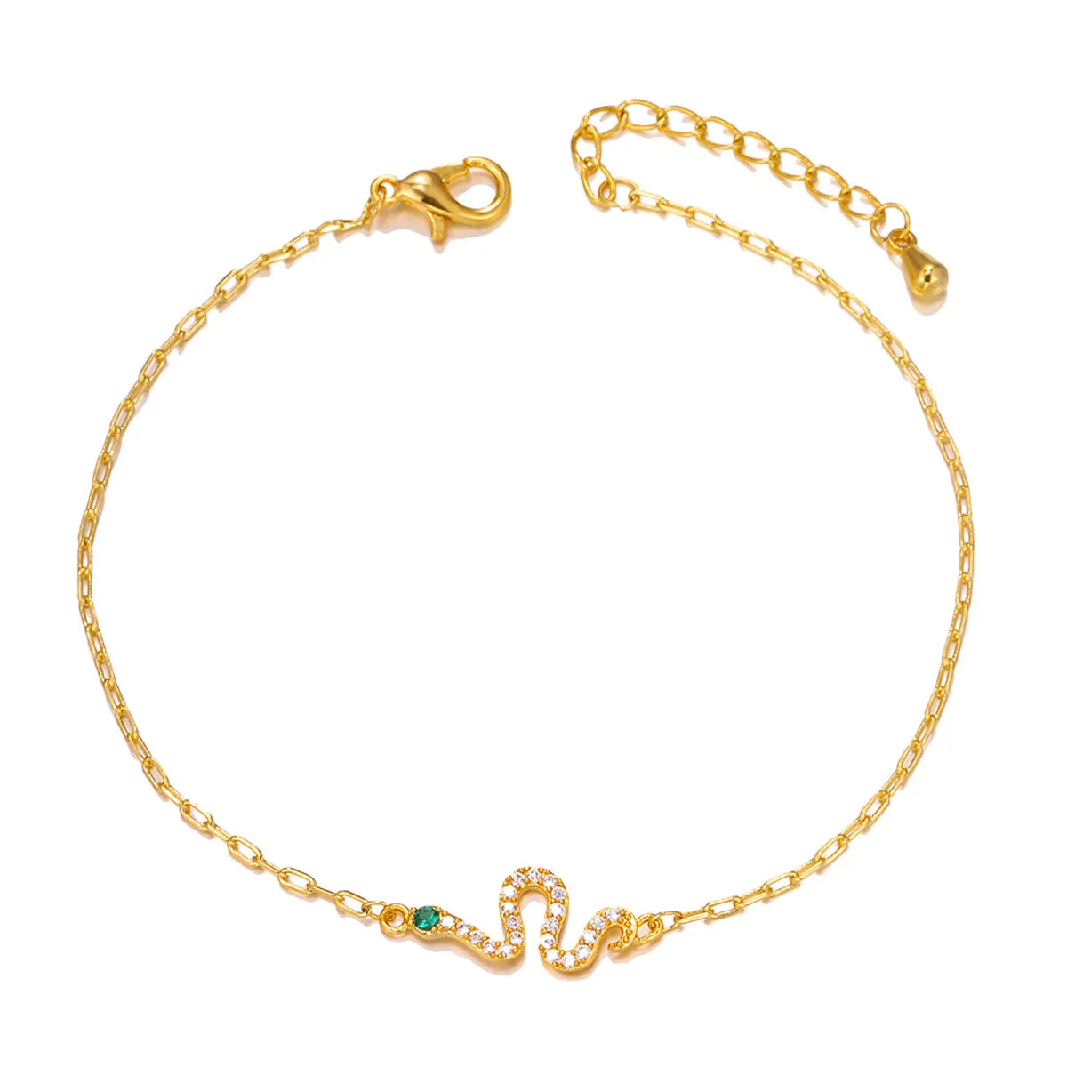 Snake Element Jewelry Real Gold Plated With Zircon Copper Jewellery Necklace Clavicle Chain