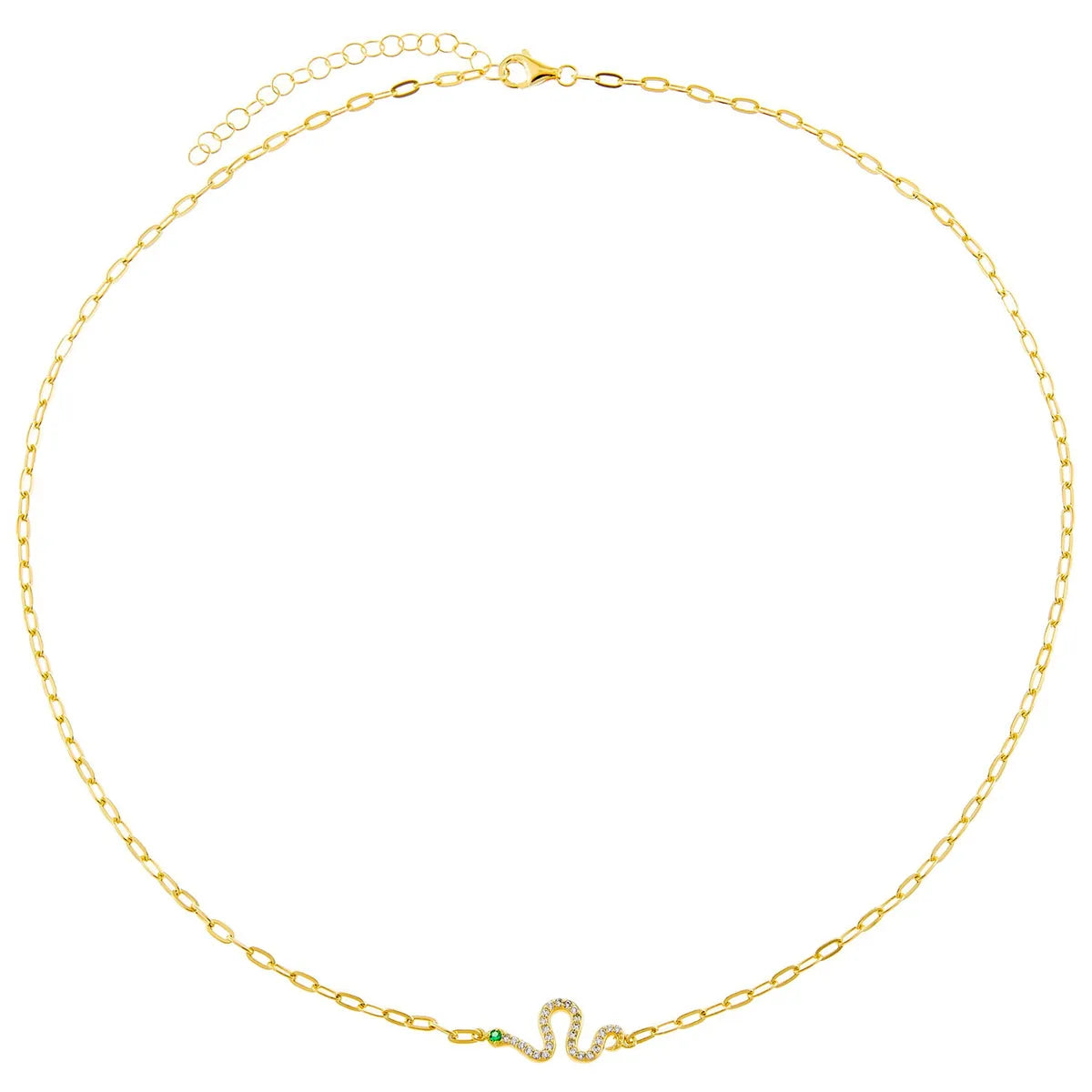 Snake Element Jewelry Real Gold Plated With Zircon Copper Jewellery Necklace Clavicle Chain