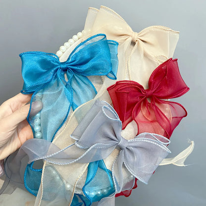 Snow Yarn Streamer Double-layer Bow Hairpin