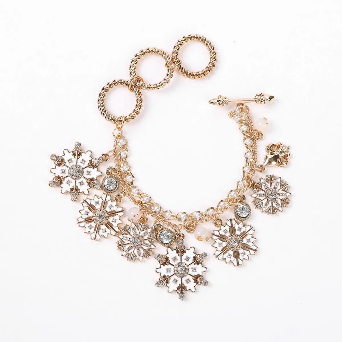 Snowflake Drop Glaze Multi Pendant Christmas Bracelet Nhhn145763