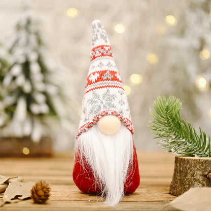 Snowflake Knitted Hat Forest Elderly Doll Christmas Decoration