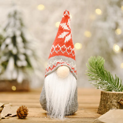 Snowflake Knitted Hat Forest Elderly Doll Christmas Decoration