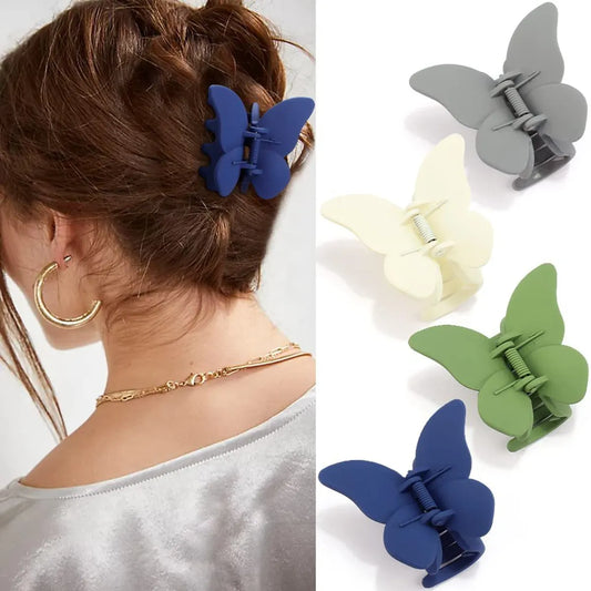 Solid Color Butterfly  Arenaceous Paint Personality Hair Clip Multicolors