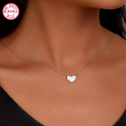 Solid Color Heart Shape Sterling Silver White Gold Plated Women's Bracelets Necklace Jewelry Set