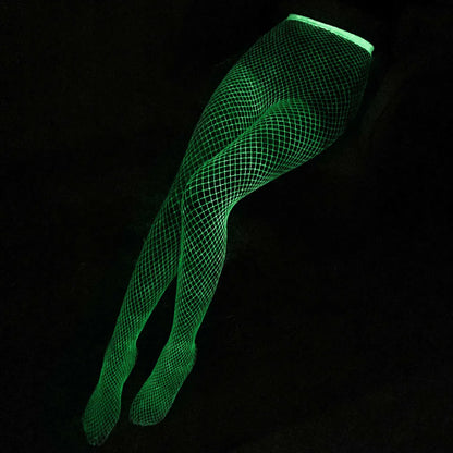 Solid Color Luminous Hollow Out Stockings