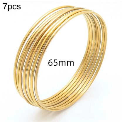 Solid Color Solid Color 304 Stainless Steel 18K Gold Plated Bangle In Bulk