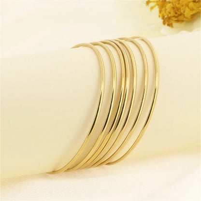 Solid Color Solid Color 304 Stainless Steel 18K Gold Plated Bangle In Bulk