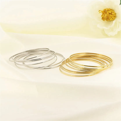 Solid Color Solid Color 304 Stainless Steel 18K Gold Plated Bangle In Bulk