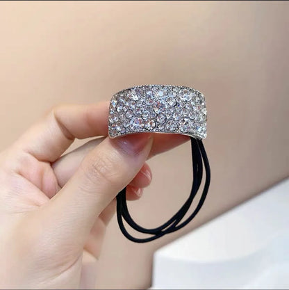 Dongdaemun Cold Style Elegant Sweet Rhinestone Pony Tail Buckle Hair Rope Bright Metal Elegant Head Rope Women'S Headwear