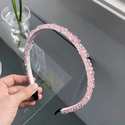 South Korea'S New Crystal Full Diamond Headband Summer Simple Hair Hole Steel Ring Thin Edge Headband Wholesale Nihaojewelry