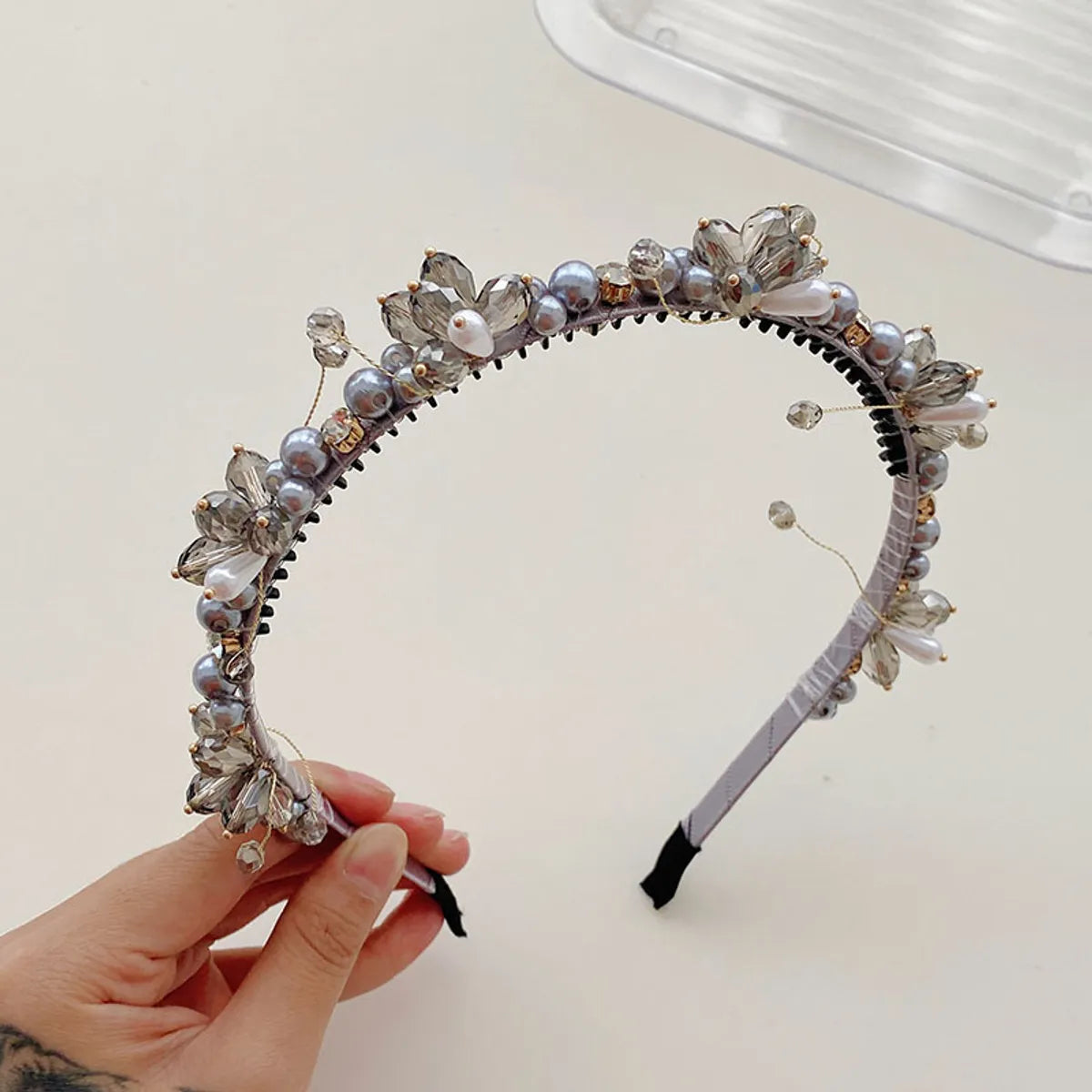 South Korea'S New Crystal Full Diamond Headband Summer Simple Hair Hole Steel Ring Thin Edge Headband Wholesale Nihaojewelry