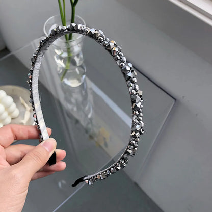 South Korea'S New Crystal Full Diamond Headband Summer Simple Hair Hole Steel Ring Thin Edge Headband Wholesale Nihaojewelry