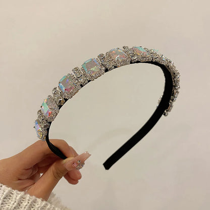 South Korea'S New Crystal Full Diamond Headband Summer Simple Hair Hole Steel Ring Thin Edge Headband Wholesale Nihaojewelry