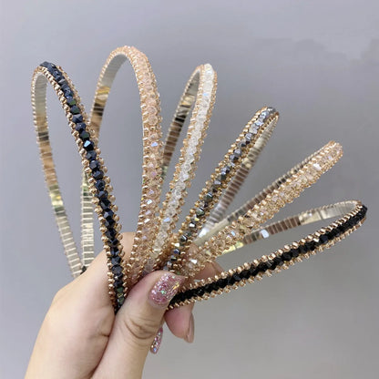 South Korea'S New Crystal Full Diamond Headband Summer Simple Hair Hole Steel Ring Thin Edge Headband Wholesale Nihaojewelry