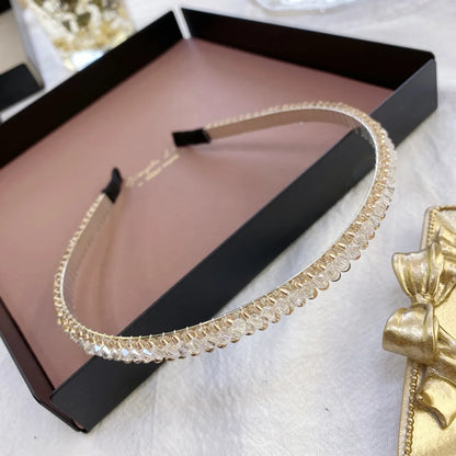 South Korea'S New Crystal Full Diamond Headband Summer Simple Hair Hole Steel Ring Thin Edge Headband Wholesale Nihaojewelry