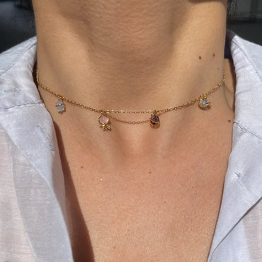 Ins Wind Space Element Clavicle Chain Copper Plating 18k Real Gold Necklace Alien Ufo Rocket Necklace