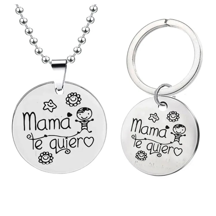 Spanish Mama Te Quiera Mother'S Day Gift Stainless Steel Necklace Keychain