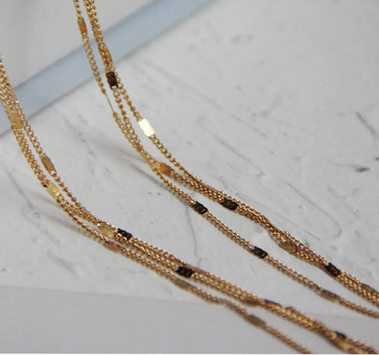 Sparkling Necklace Three Layers Fashion Titanium Steel Plated 18k Gold Necklace