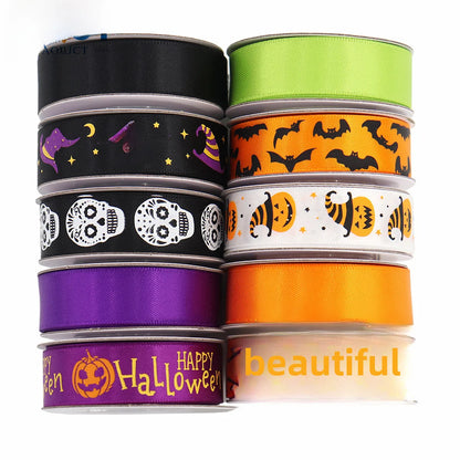 Special For All Saints Ribbon Set Combination Halloween Ribbon Scene Decoration Gift Packaging DIY Bow