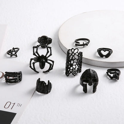 Spider Skull Alloy Paint No Inlaid Rings